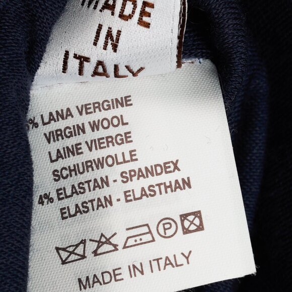 Brunello Cucinelli Navy Wool Ruched Long-Sleeve Bubble Hem Knit Dress - Picture 10 of 12